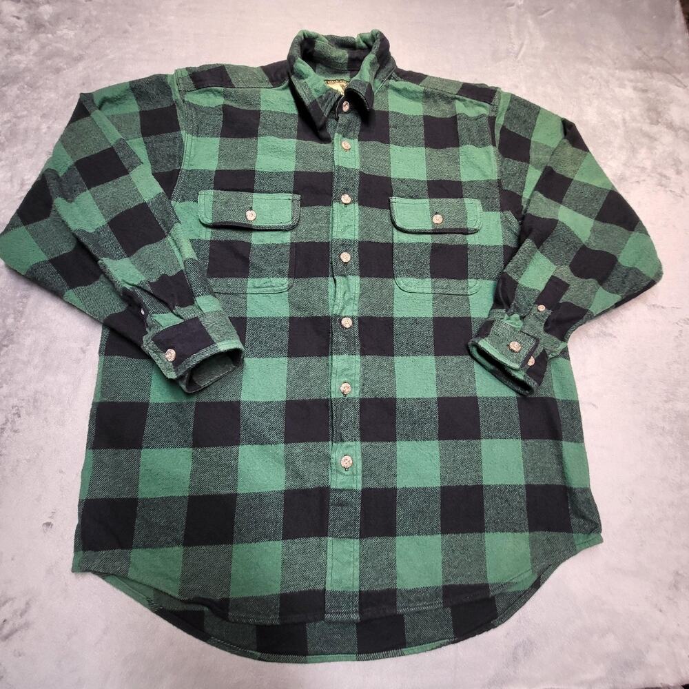 Field & Stream Shirt Womens L Green Check Long Sleeve Button Up Relaxed Fit